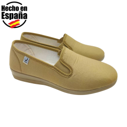 Zapatillas Verano Mujer de loneta con cuña Baja. Mocasin Kung Fu Gomas Elasticas