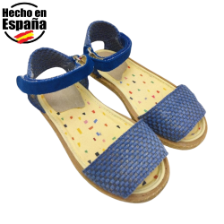 Alpargatas de niña en yute sandalia con correa y tira adherente , suela antideslizante de caucho natural vulcanizado