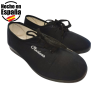 Zapatilla Deportiva fabricada en España  Aerobic negro Lona Mujer Cuña. Ajuste en cordón en Empeine Piso Goma Antidelizante.