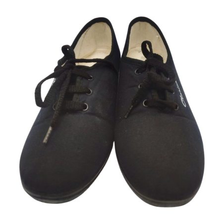 Zapatilla Deportiva fabricada en España  Aerobic negro Lona Mujer Cuña. Ajuste en cordón en Empeine Piso Goma Antidelizante.