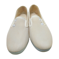 Zapatillas Verano Mujer de loneta con cuña Baja. Mocasin Kung Fu Gomas Elasticas blanca made in Spain