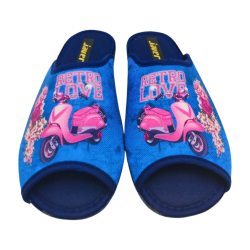 Zapatilla de casa para mujer  de verano con puntera abierta de motocicleta.