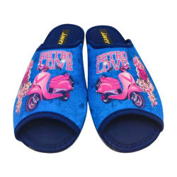 Zapatilla de casa para mujer  de verano con puntera abierta de motocicleta.